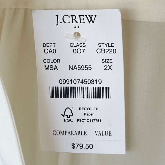 NEW J.Crew Popover Placket Blouse in Ivory Career Preppy Sheer Boho Plus Size 2X - Picture 9 of 11